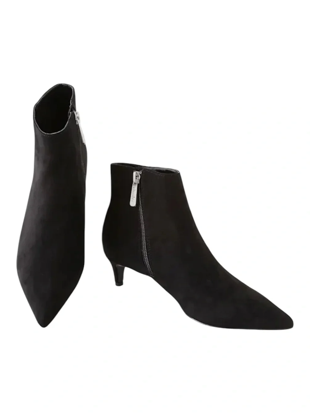 Charles By Charles David Black Pointed Toe Ankle Booties with Kitten Heel